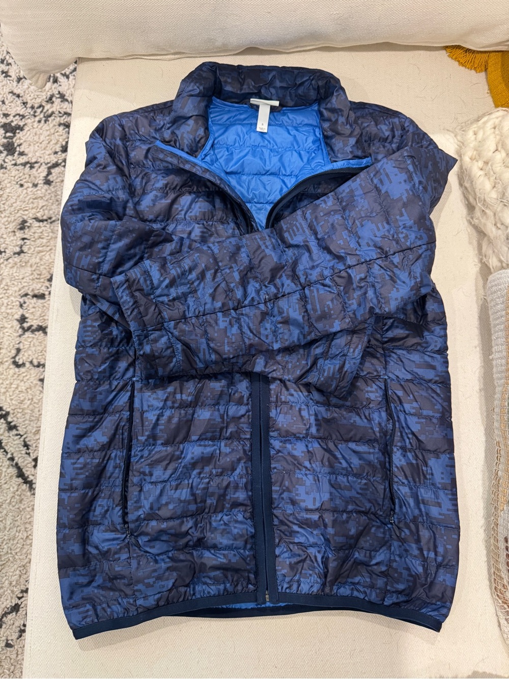 adidas Navy Quilted Digital Camo Puffer Jacket